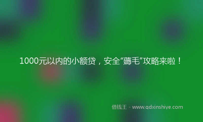 1000元以内的小额贷，安全“薅毛”攻略来啦！