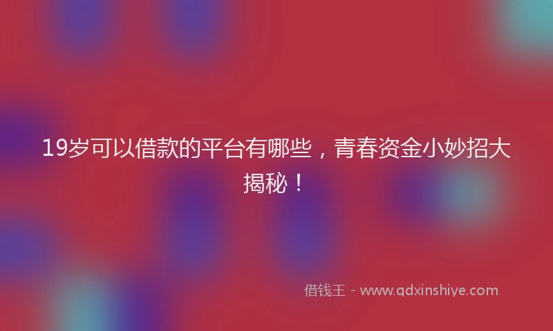 19岁可以借款的平台有哪些，青春资金小妙招大揭秘！
