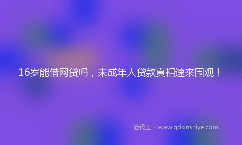 16岁能借网贷吗，未成年人贷款真相速来围观！