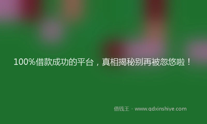 100%借款成功的平台，真相揭秘别再被忽悠啦！