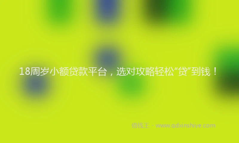 18周岁小额贷款平台，选对攻略轻松“贷”到钱！