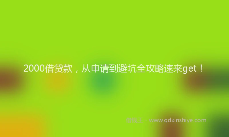 2000借贷款，从申请到避坑全攻略速来get！