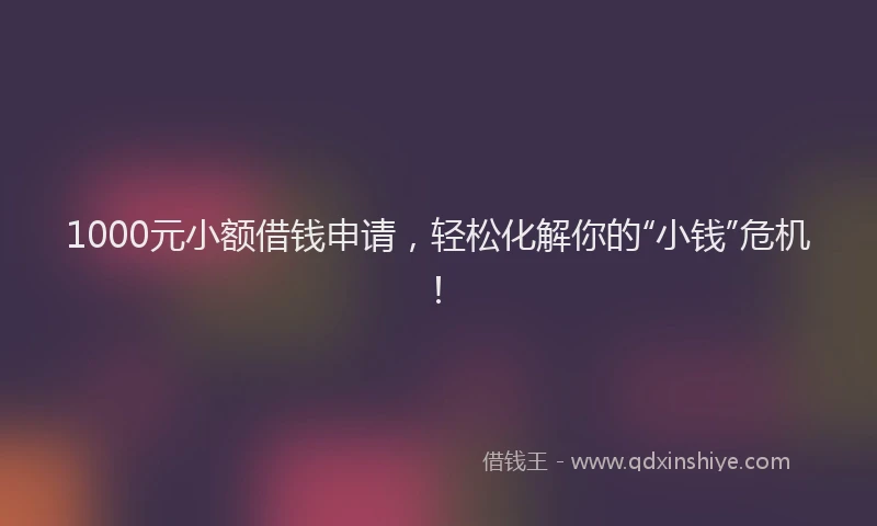 1000元小额借钱申请，轻松化解你的“小钱”危机！
