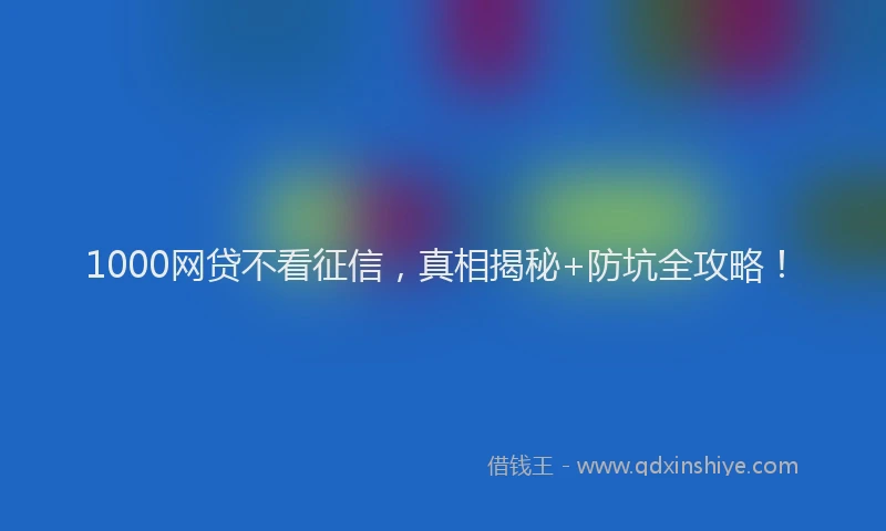 1000网贷不看征信，真相揭秘+防坑全攻略！