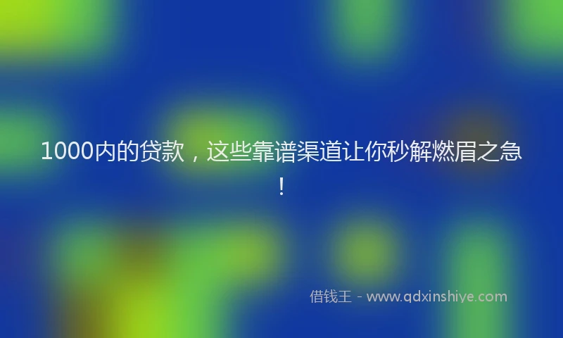 1000内的贷款，这些靠谱渠道让你秒解燃眉之急！