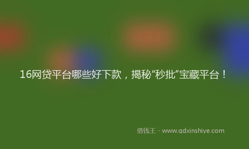 16网贷平台哪些好下款，揭秘“秒批”宝藏平台！