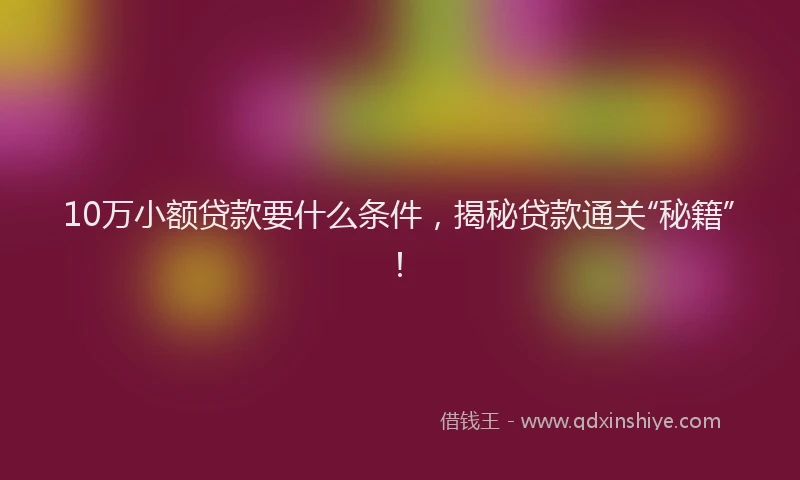 10万小额贷款要什么条件，揭秘贷款通关“秘籍”！