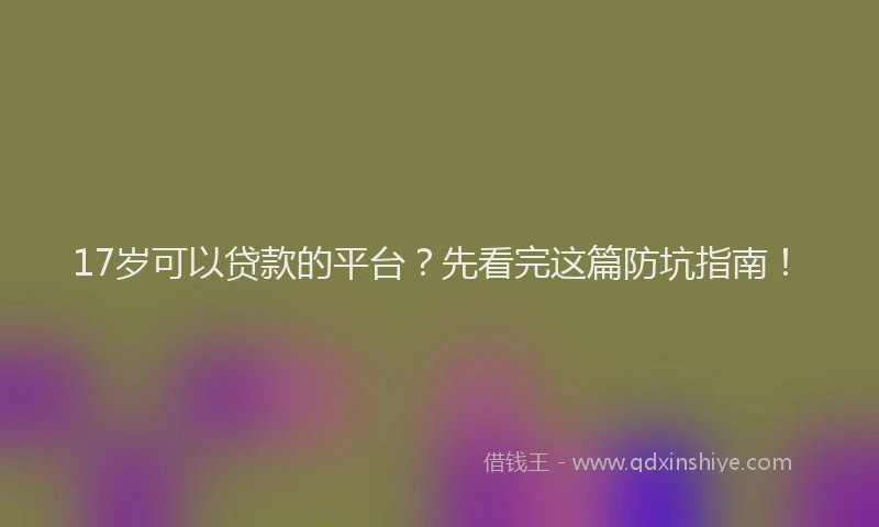 17岁可以贷款的平台？先看完这篇防坑指南！