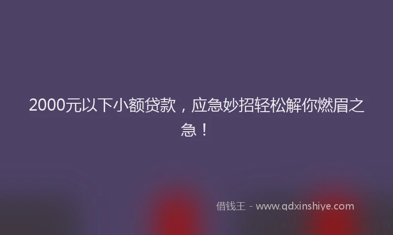 2000元以下小额贷款，应急妙招轻松解你燃眉之急！
