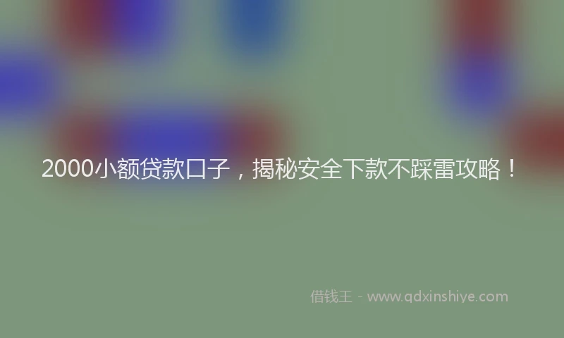 2000小额贷款口子，揭秘安全下款不踩雷攻略！