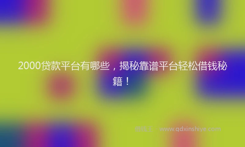 2000贷款平台有哪些，揭秘靠谱平台轻松借钱秘籍！