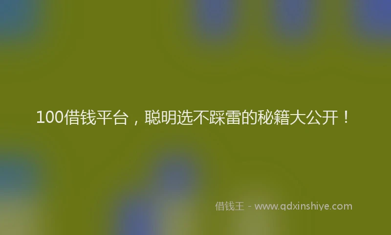 100借钱平台，聪明选不踩雷的秘籍大公开！