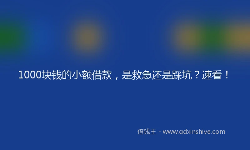 1000块钱的小额借款，是救急还是踩坑？速看！