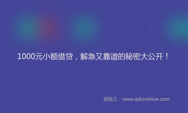 1000元小额借贷，解急又靠谱的秘密大公开！