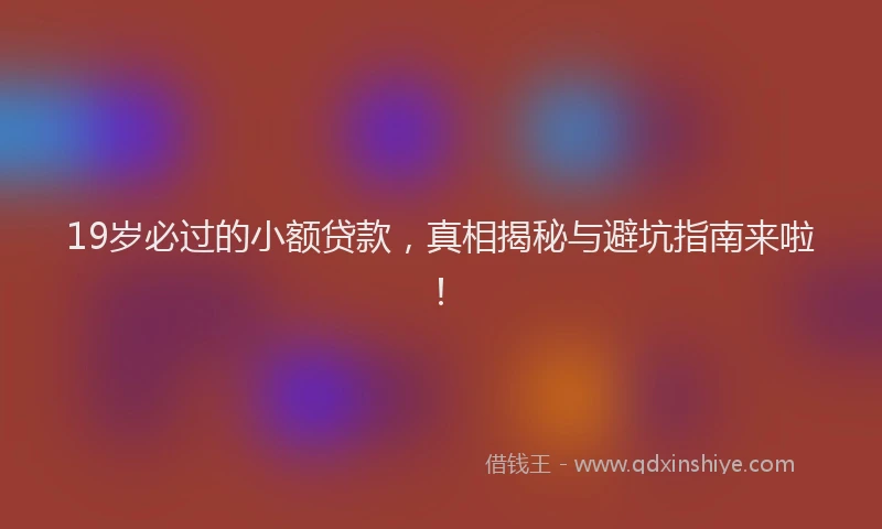 19岁必过的小额贷款，真相揭秘与避坑指南来啦！
