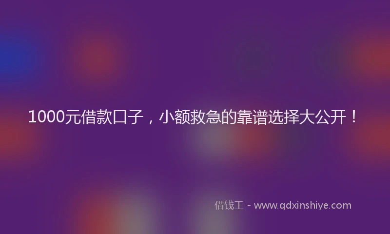 1000元借款口子，小额救急的靠谱选择大公开！