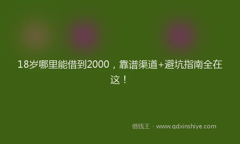 18岁哪里能借到2000，靠谱渠道+避坑指南全在这！
