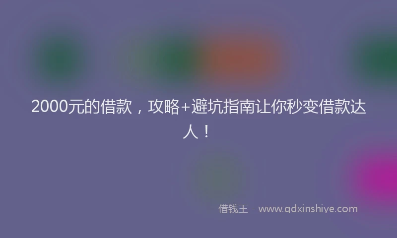 2000元的借款，攻略+避坑指南让你秒变借款达人！