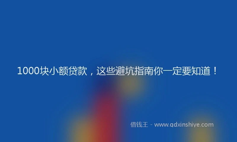 1000块小额贷款，这些避坑指南你一定要知道！
