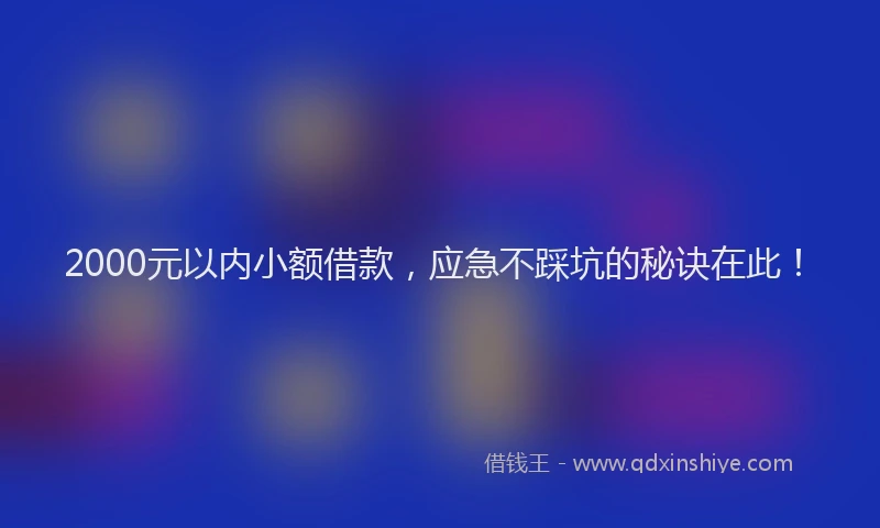 2000元以内小额借款，应急不踩坑的秘诀在此！