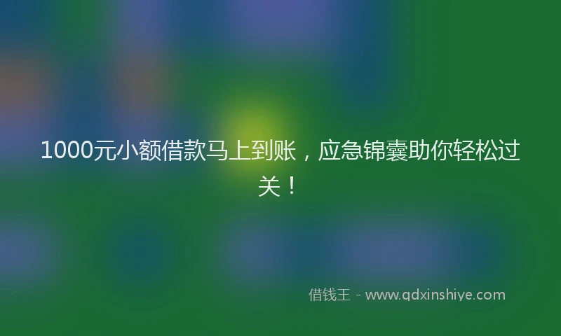 1000元小额借款马上到账，应急锦囊助你轻松过关！
