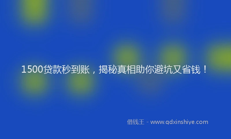 1500贷款秒到账，揭秘真相助你避坑又省钱！