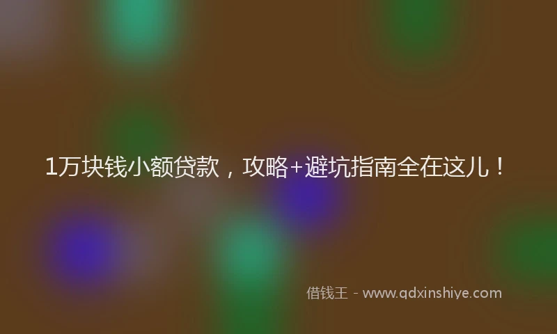 1万块钱小额贷款，攻略+避坑指南全在这儿！