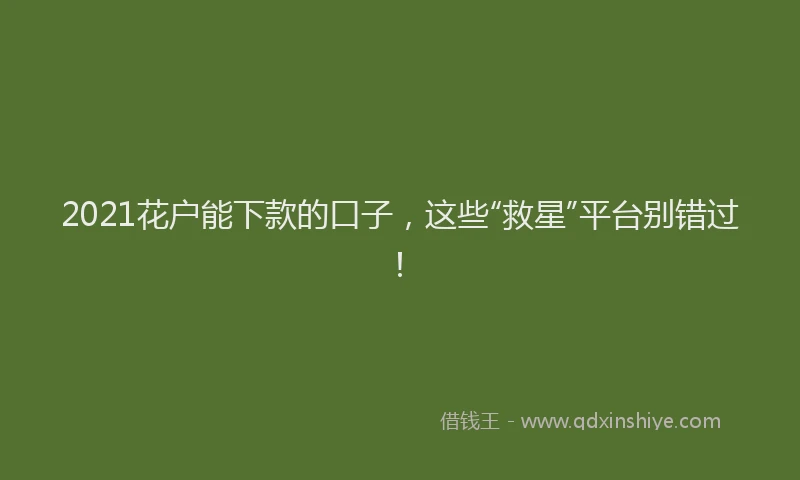 2021花户能下款的口子，这些“救星”平台别错过！