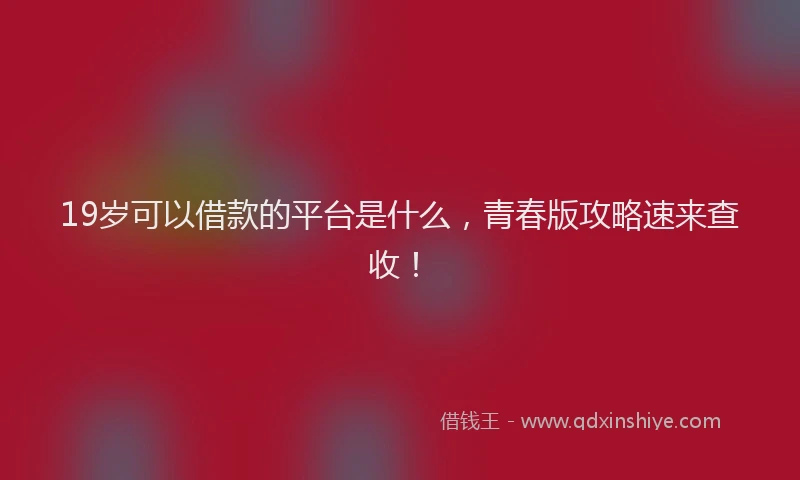19岁可以借款的平台是什么，青春版攻略速来查收！