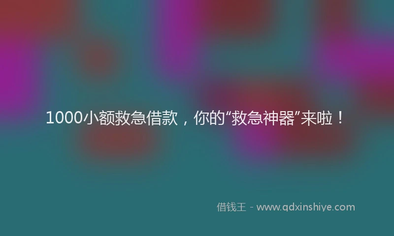 1000小额救急借款，你的“救急神器”来啦！