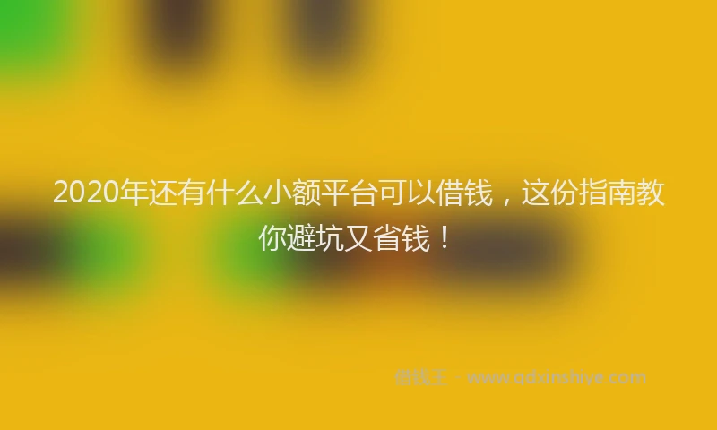 2020年还有什么小额平台可以借钱，这份指南教你避坑又省钱！