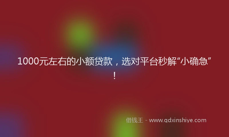 1000元左右的小额贷款，选对平台秒解“小确急”！