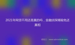 2021年网贷不用还是真的吗，金融侦探揭秘免还真相