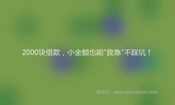 2000块借款，小金额也能“救急”不踩坑！