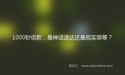 1000秒借款，是神话速达还是现实需等？