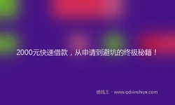2000元快速借款，从申请到避坑的终极秘籍！
