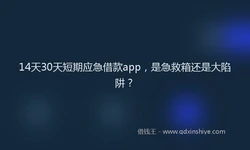 14天30天短期应急借款app，是急救箱还是大陷阱？
