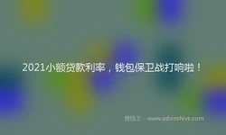 2021小额贷款利率，钱包保卫战打响啦！