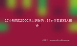 17小额借款3000马上到账的，17岁借款真相大揭秘！