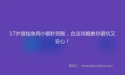 17岁借钱急用小额秒到账，合法攻略教你避坑又安心！