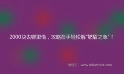 2000块去哪里借，攻略在手轻松解“燃眉之急”！