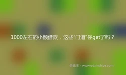 1000左右的小额借款，这些“门道”你get了吗？