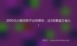 2000元小额贷款平台有哪些，这3类靠谱又省心！
