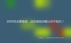 2000块去哪里借，这份借钱攻略让你不踩坑！