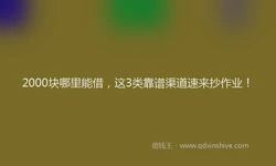 2000块哪里能借，这3类靠谱渠道速来抄作业！