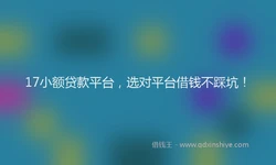 17小额贷款平台，选对平台借钱不踩坑！