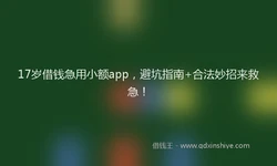 17岁借钱急用小额app，避坑指南+合法妙招来救急！
