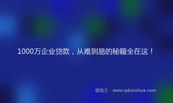 1000万企业贷款，从难到易的秘籍全在这！