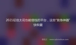 2021征信太花也能借钱的平台，这些“救急神器”快收藏