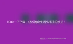 1000一下贷款，轻松搞定生活小插曲的妙招！